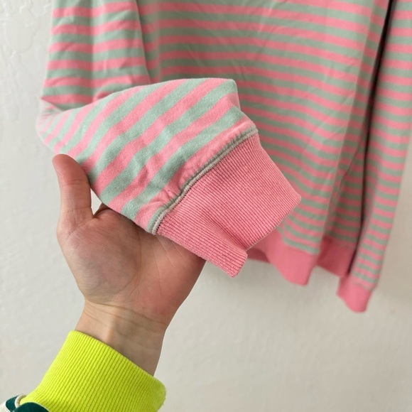 Pink Green Viral Cotton Striped Pullover Crewneck Sweater XL - Picture 4 of 8